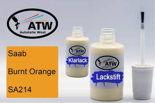 Saab, Burnt Orange, SA214: 20ml Lackstift + 20ml Klarlack - Set, von ATW Autoteile West.